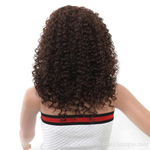 MYZYR own brand synthetic wig cheap heat-resistant synthetic wig brown Fuchsia golden kinky curly synthetic wigbrown